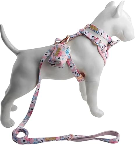 Conjunto Completo: Guia + Peitoral + Porta Saquinhos + Coleira + Laço para Cachorros M - Ajuste Regu