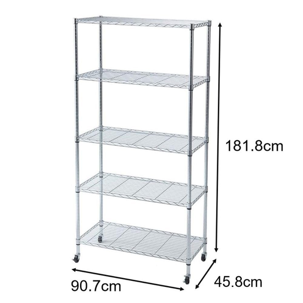 スチールラック　幅90cm メタルラック　収納ラック　キャスター付き　飾り棚 メタルシェルフ スチールラック キャスター付 3段 幅90 奥行き45