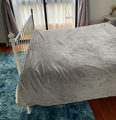 Wafel Flanellen Bed Deken, Dikker Warm Fuzzy Microplush Lichtgewicht Dekens voor Bank Bed Sofa Grijs, 78.7 X 90.6 Inch - Image 3