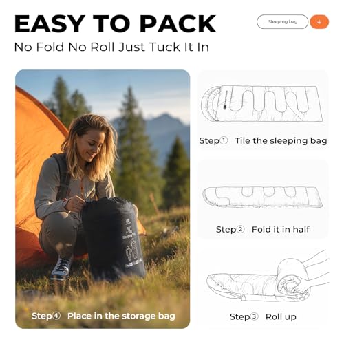 Sleeping Bags for Adults Warm Weather,4lb Backpacking Compact Lightweight Camping Sleeping Bag with Compression Sack for Kids,Camping Essentials Gear for Hiking,Travel, Climb,Outdoor,Indoor miniatura 6