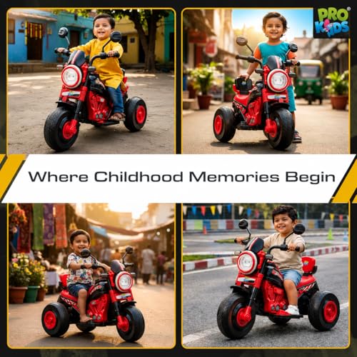 Image of PRO Kids S500 Rechargeable Electric Kids Bike with Bluetooth, USB, AUX, Music & LED | Ride-On Bike for Boys & Girls (1.5-4 Years) | 6V Battery Powered | Foot Accelerator