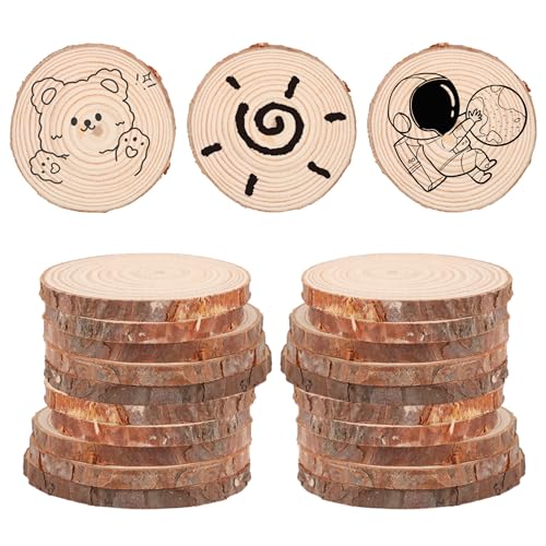 APACALI 100pcs Rondins de Bois 5-6cm, Rondins sans Trou, Disques Rondelles pour D├ęcoration No├ l, Marque Place Mariage, Pyrograveur