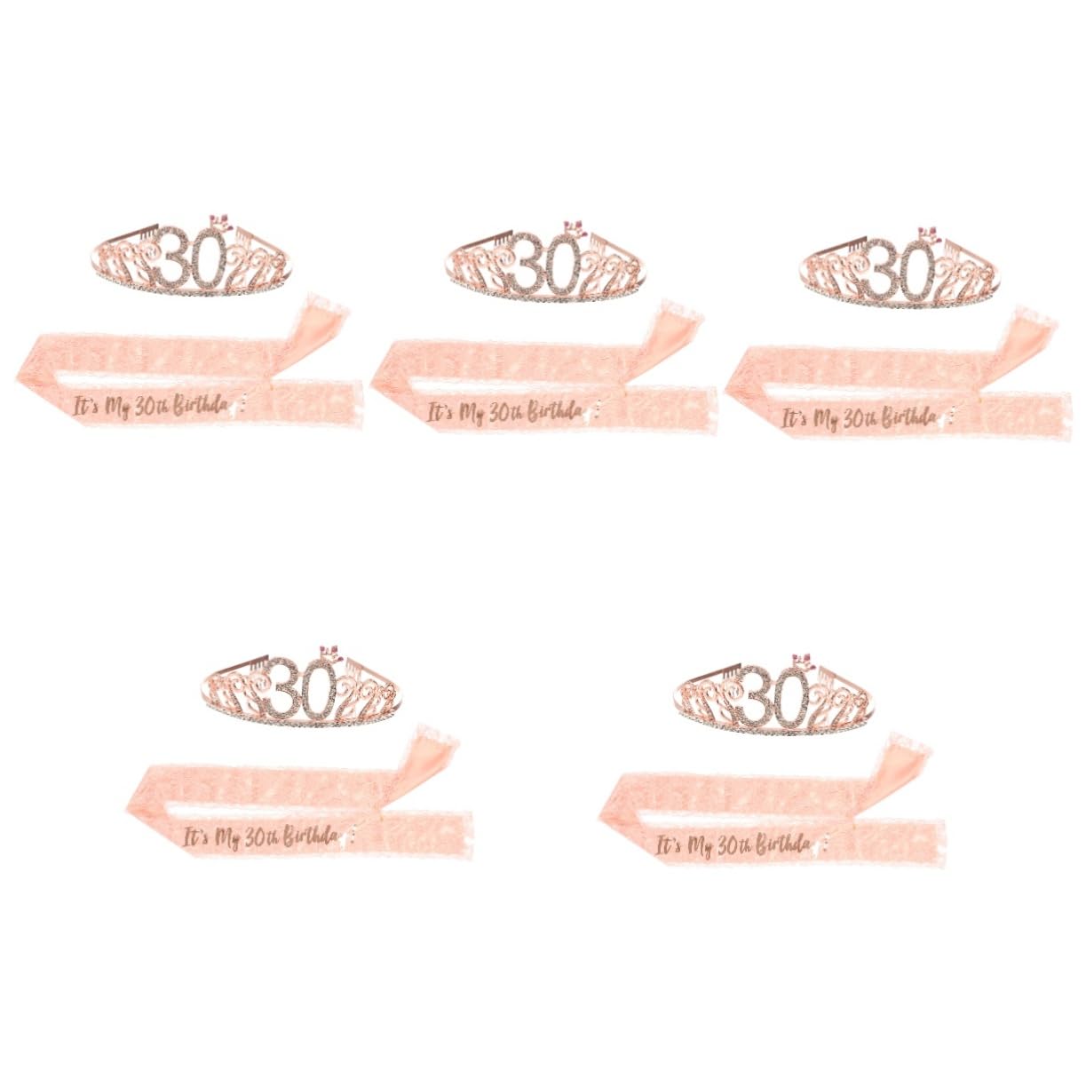 Beavorty 5ensembles Sash Et Diadème Élégant Pour Anniversaire Couronne Et Écharpe Pour Femmes Accessoires De Fête Doré Pour Célébrer Les Ans
