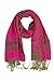 Women's Double Layered Border Pattern Reversible Pashmina Shawl Scarf Wrap Stole (003-26 Hot Pink)
