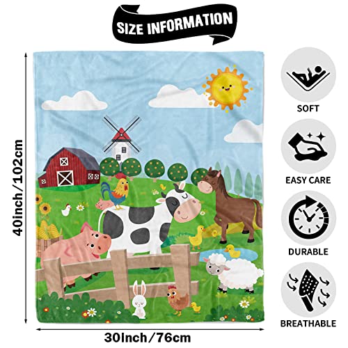 TUTUXMA Farm Animals Blanket, Theme Soft Plush Fleece Throw - Image 2