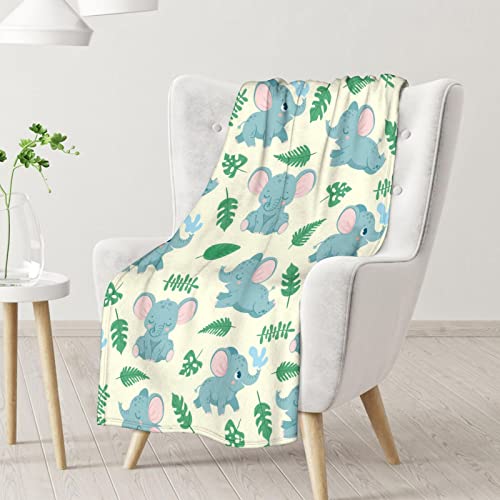 Elephant Blanket Gifts - 30"x40" Cute Throw for Women Girls - Green Soft Fuzzy Blankets for Couch & Office