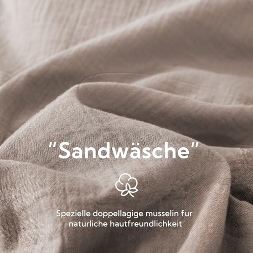 SOULFUL Musselin Bettwäsche 135x200 Baumwolle, ÖKO-TEX, Champagnerrosa – Ansicht 3