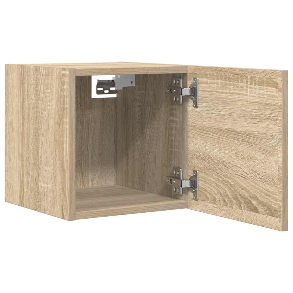 Szafka ścienna pod telewizor, dąb Sonoma, 30,5 x 30 x 30 cm, szafka wisząca do salonu, nowoczesna podstawka pod telewizor, konsola multimedialna, wytrzymała szafka z materiału drewnopochodnego