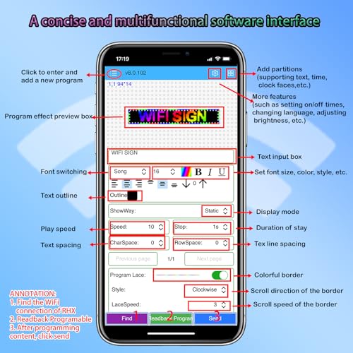 Image of 77 inchx14 inch Programmable LED Display Sign, P10 Outdoor Digital Scrolling Message Board with WiFi /USB Control, High Brightness Waterproof Screen for Business Advertising & Menu
