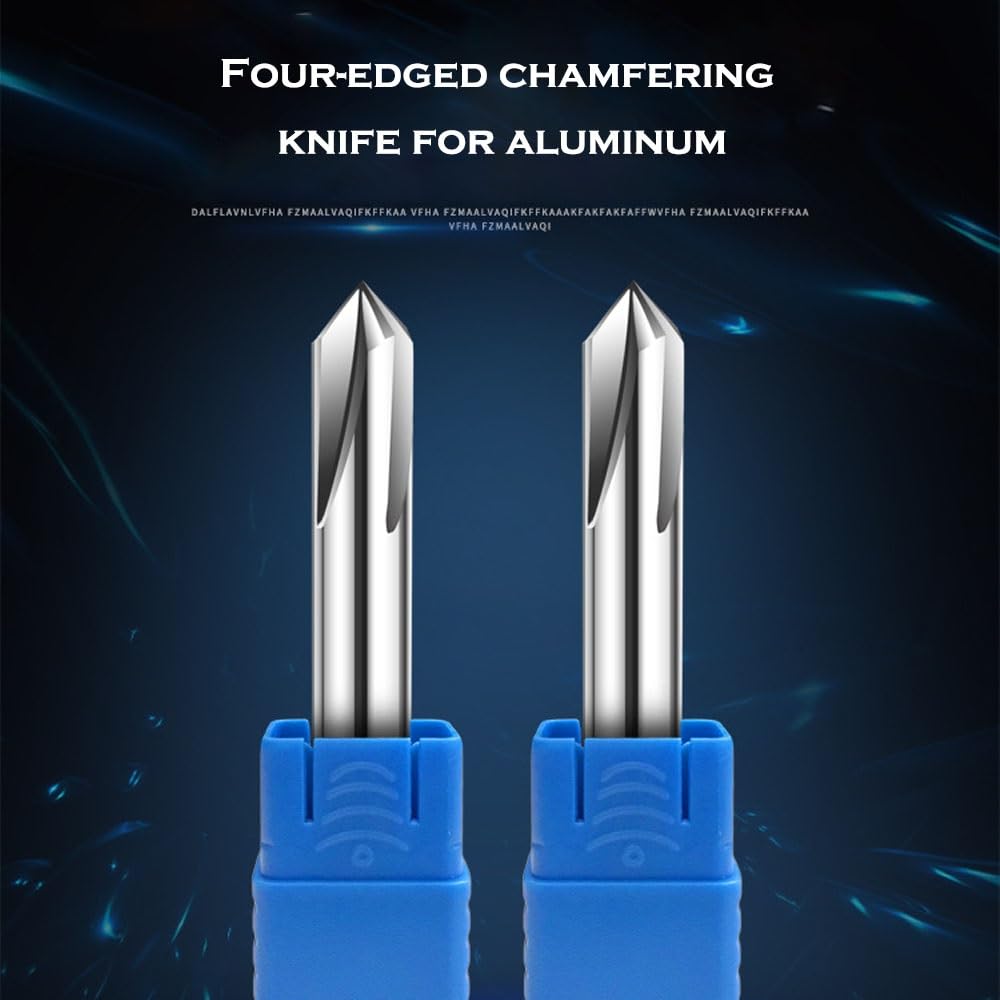 Frez fazujący，Frez do drewna 2 szt. HRC60 4 rowki D3mm 4mm 6mm 8mm 10mm 12mm X 90 stopni pełnowęglikowy frez do fazowania frez fazowanie frezy do aluminium(12 * 90°*75L*4F)