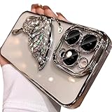 Changjia for iPhone 16 Pro Max Glitter 3D Butterfly Case, Cute Luxury Bling Sparkle Liquid Flowing Case with Camera Lens Protector Plating Bumper Women Girls Case for iPhone 16 Pro Max 6.9' (Silver)