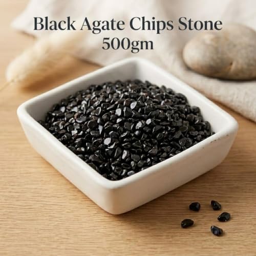 Image of Black Agate Crystal Chips for Grounding & Emotional Balance | Natural Gemstones for Vastu, Reiki & Meditation | Decorative Crystals for DIY Craft, Jewellery Making, Home Decor & Table Decor (500 Gm)