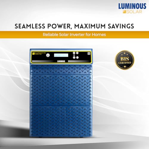 Image of Luminous Single Phase Off-Grid Pure Sine Wave Solar Inverter, Smart Solar Optimization, Remote Monitoring, Supports up to 3500Wp Panels, LCD Display (Solarverter PRO 3.5kVA, 3 Years Warranty)