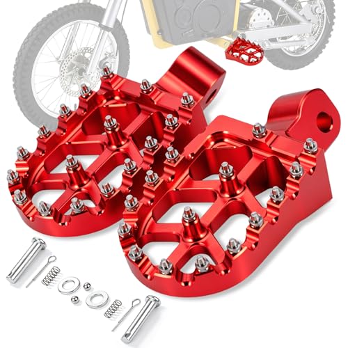 Image of Dirt Bike Foot Pegs Footpegs Rest Pedal CNC for MX 650 500 MX650 MX500 SX500 MX350 Electric Dirt Bike Red