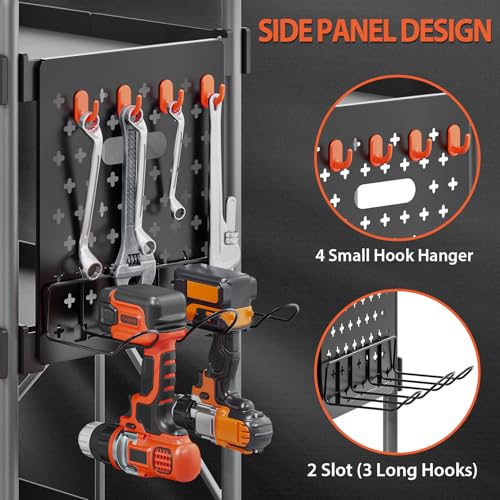 KINGRACK 3-Ebenen servierwagen klappbar mit Rollen ergonomischem Griff, klappbar Allzweck-Dienstwagen mit Organizer-Regal, praktisch für Haushalt, Büro, Garage, Lager Reparaturwerkstatt, schwarz.
