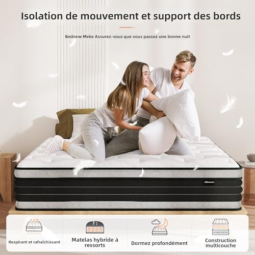 Bednew Materasso 90x200 cm con Molle Insacchettate Indipendenti e Strato di Memory Foam, Modello Supporto Attivo Ibrido 31 cm, 7 Zone per Sollievo Schiena, Zero Disturbo Partner, 101 Notti