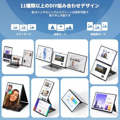LivElect LivElect 16インチ ディアルモニター モバイルモニター 2画面 ノートパソコン用 1200P ポータブルディスプレイ(16:10アスペクト比) の商品画像 2