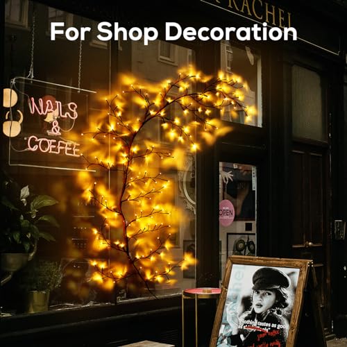 Image of YCoisini Enchanted Willow Vine Lights for Home Decor with 160LEDs, 8.2FT Wall Decoration Light with 8 Remote Control Modes (Brown)(1PCS)