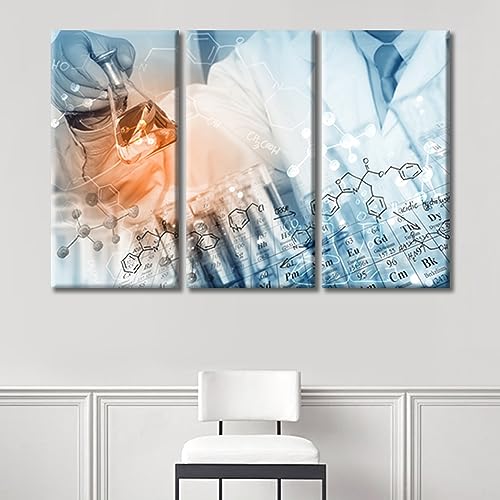 Image of Clinical Laboratory Canvas Wall Art 3 Panels Chemical Equations and Periodic Table Prints for Wall Decor Nosocomium Wall Decor Giclee Wooden Framed Gallery-Wrapped Ready to Hang (36 inch Wx24 H)