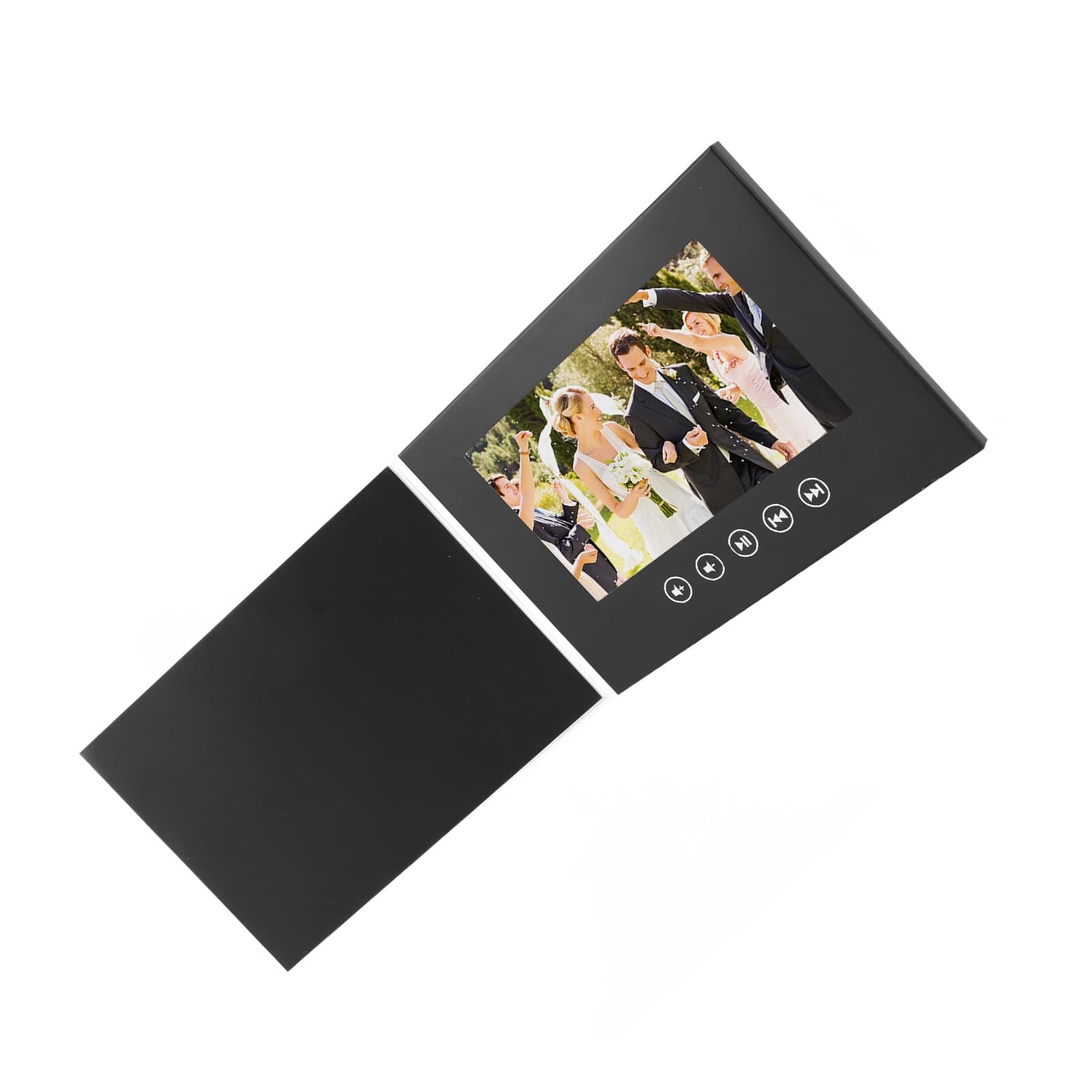 Biglietto di auguri video, brochure video elettronica con schermo LCD, biglietto di auguri digitale per matrimoni e promozione aziendale, include adesivi e custodia, colore nero (5 pollici)