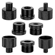 【Product Content】you will get 8 pcs mic stand screw adapters in total: 2 pcs 3/8” female to 5/8” male adapters, 2 pcs 1/4” female to 5/8” male adapters, 2 pcs 5/8” female to 1/4” male adapters, 2 pcs 5/8” female to 3/8” male adapters. 【High Quality M...