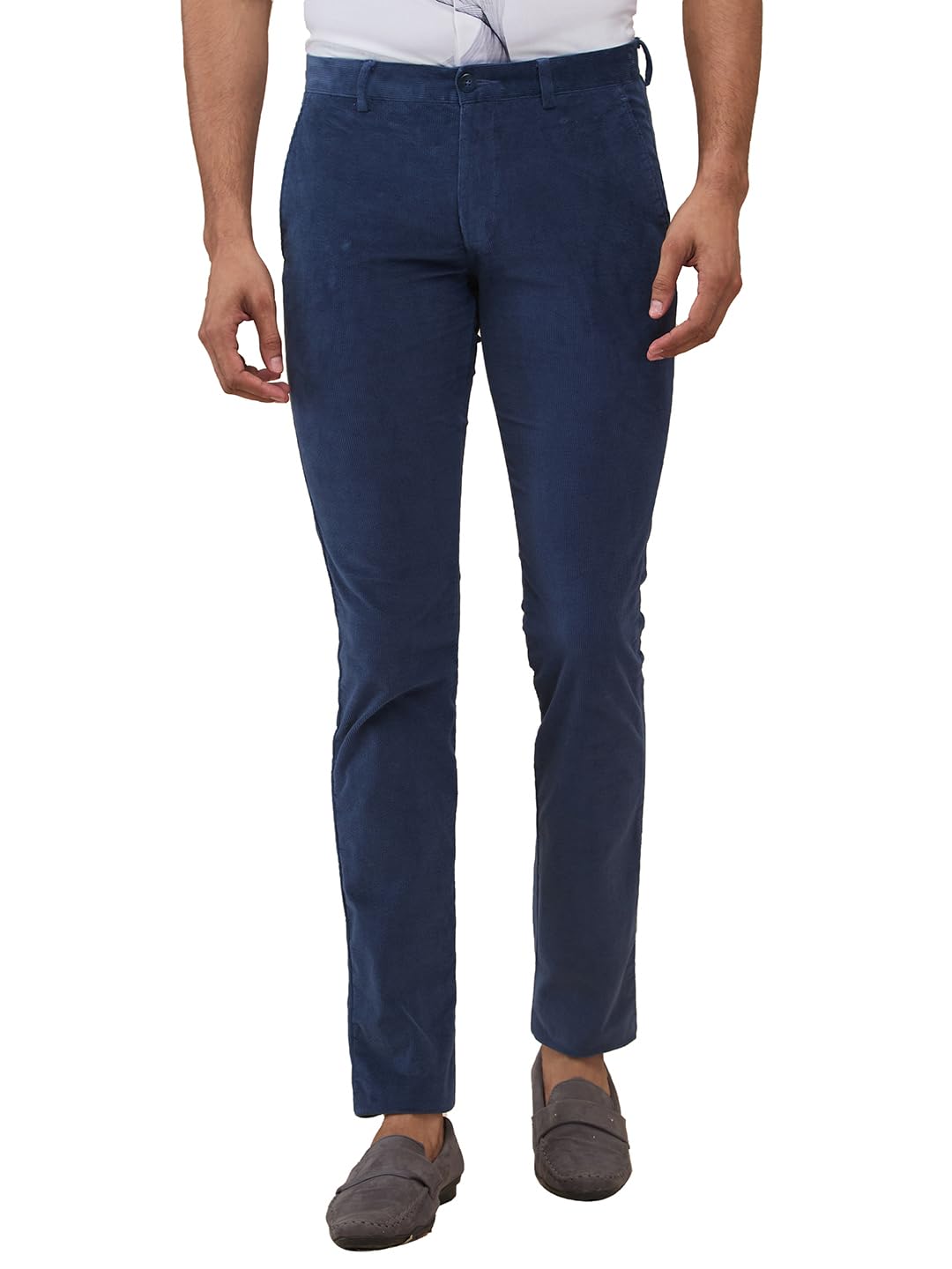 park avenue Men Slim Fit Stripe Pattern Cotton Blend Flat Front Casual Chinos-picture-23
