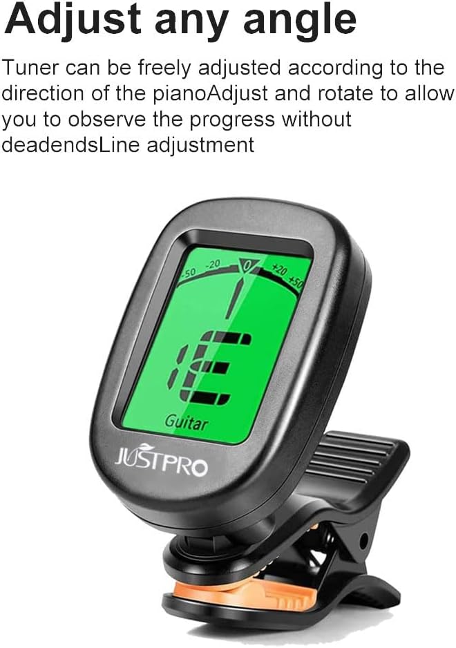 Guitar Tuner Clip on with Chromatic Tuning Modes, Guitar Tuner for Acoustic/Electric Guitar, Ukulele, Violin, Bass, Banjo
