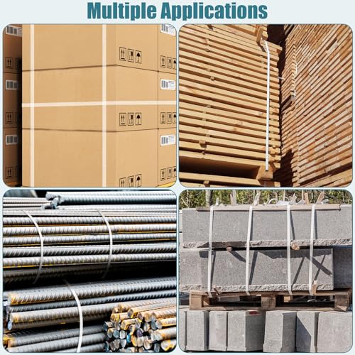 Image of MYFAMIREA Packaging Strapping Banding Roll with Pallet, 0.55'' x 3937'' Heavy Duty Pallet Strap 350 LBS Break Strength, Polypropylene(PP) Plastic Strapping for Box Packaging and Shipping, Clear