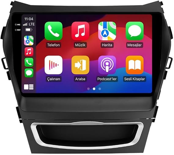 9 İnç Android Multimedya CarPlay Android Auto Navigasyon Kameralı 10GB RAM 256GB Pro - Hyundai Santa Fe 2012-2016 ile uyumlu