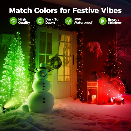 Image of L LOHAS LED Green Outdoor Spotlight 5W Dusk to Dawn Landscape Light 2 Pack