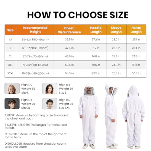 Beekeeper Suit for Men & Women - Sting Proof Ventilated Hood & Gloves, Full Body Protection for Beekeeping, Wasp & Hornet Suits, Durable Bee Suits for Men/Women (XXL-5'11"-6'3") - Image 6
