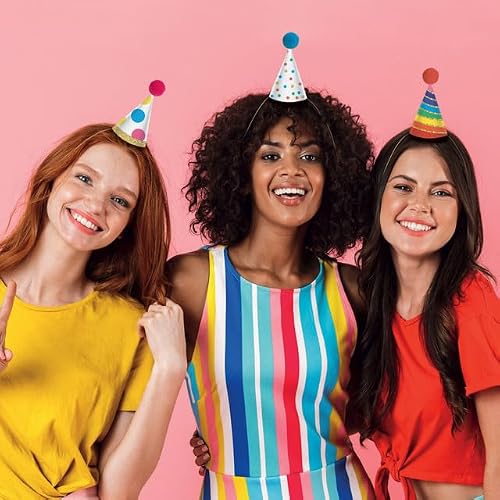 Miniatura 2 de Legami - Juego De 8 Gorras De Fiesta Con Pompones Y Detalles Brillantes, Talla Única, Diámetro 4,2 Cm