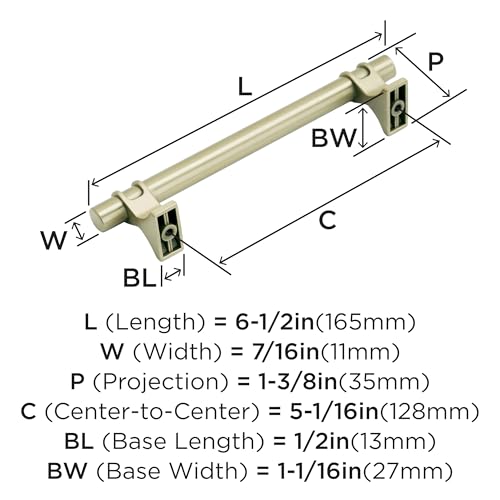 Image of Amerock | Cabinet Pull | Golden Champagne | 5-1 /16 inch (128 mm) Center to Center | Davenport | 1 Pack | Drawer Pull | Drawer Handle | Cabinet Hardware