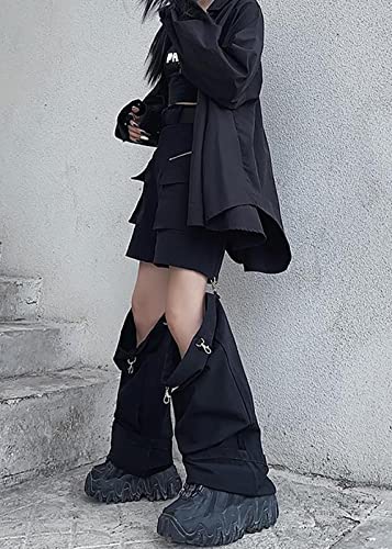 AULKEEP Womens Loose Wide Leg Hip Hop Trousers Dual Purpose Detachable Pants Solid Color Straight Leg Shorts3