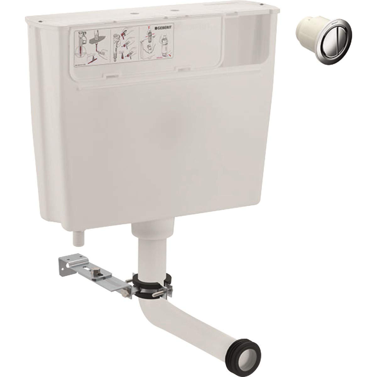 Geberit Chrome Low Height Furniture Concealed Cistern Dual Flush Front Access + Button