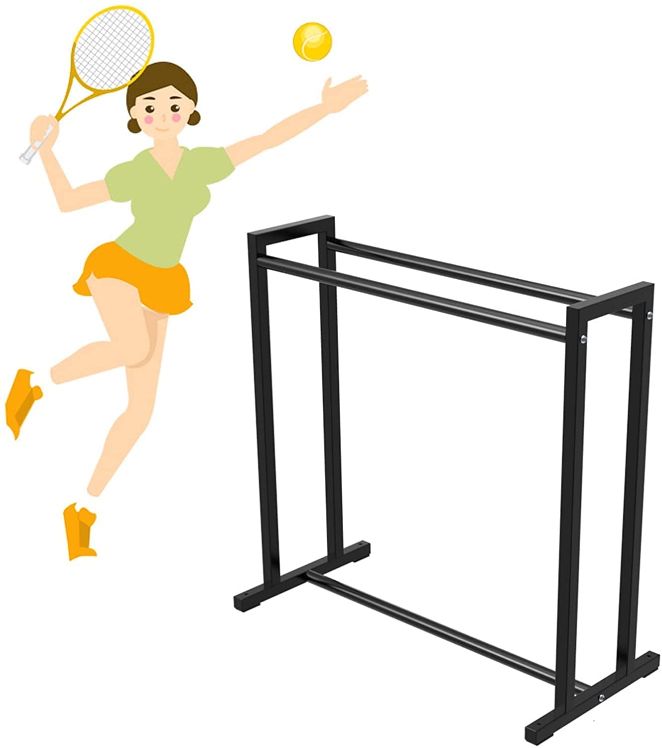 Wytrzymały stojak do przechowywania sprzętu sportowego do badmintona koszykówki, piłki nożnej, siatkówki i piłki fitness, idealny do zredukowania sprzętu sportowego i maksymalizacji przestrzeni