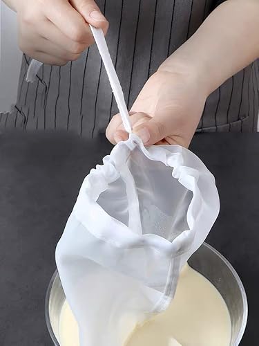 Miniatura 9 de Maname 5 Bolsas De Tela Reutilizables Filtrar Leche Vegetal. Bolsa Para Escurrir Verduras. Colador De Tela Estameña Para Cocina. 3 Grandes 2 Xl Nut Milk Bag. Estopilla. Cheesecloth - Colador Kefir