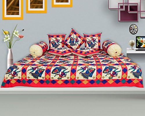 Rangsthali Cotton Traditional Design Diwan Set (Set of 8 pcs)