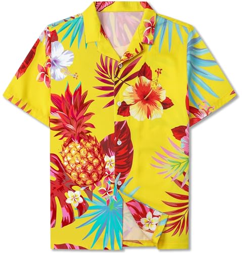 Image of SANGTREE Girls & Women's Hawaiian Shirts Button Down Short Sleeve Floral Tropical Shirt Beach Vacation Blouse Tops