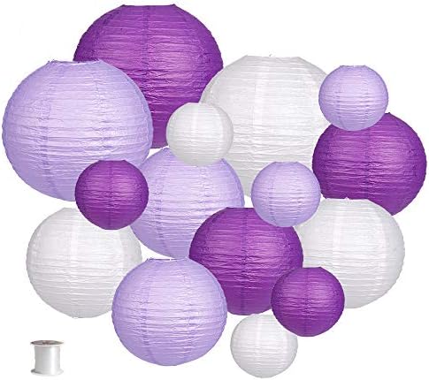 Paper Lanterns Decorative, Party Supplies for Bachelorette Engagement Unicorn Birthday Party Decorations Purple/Lavender/White 15pcs