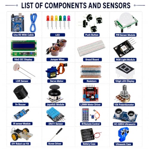 Image of The Ultimate Starter UNO Kit | Based on UNO R3 Development Board | 25+ Most Vital Components 50+ Projects | Comes With Free Video Tutorial