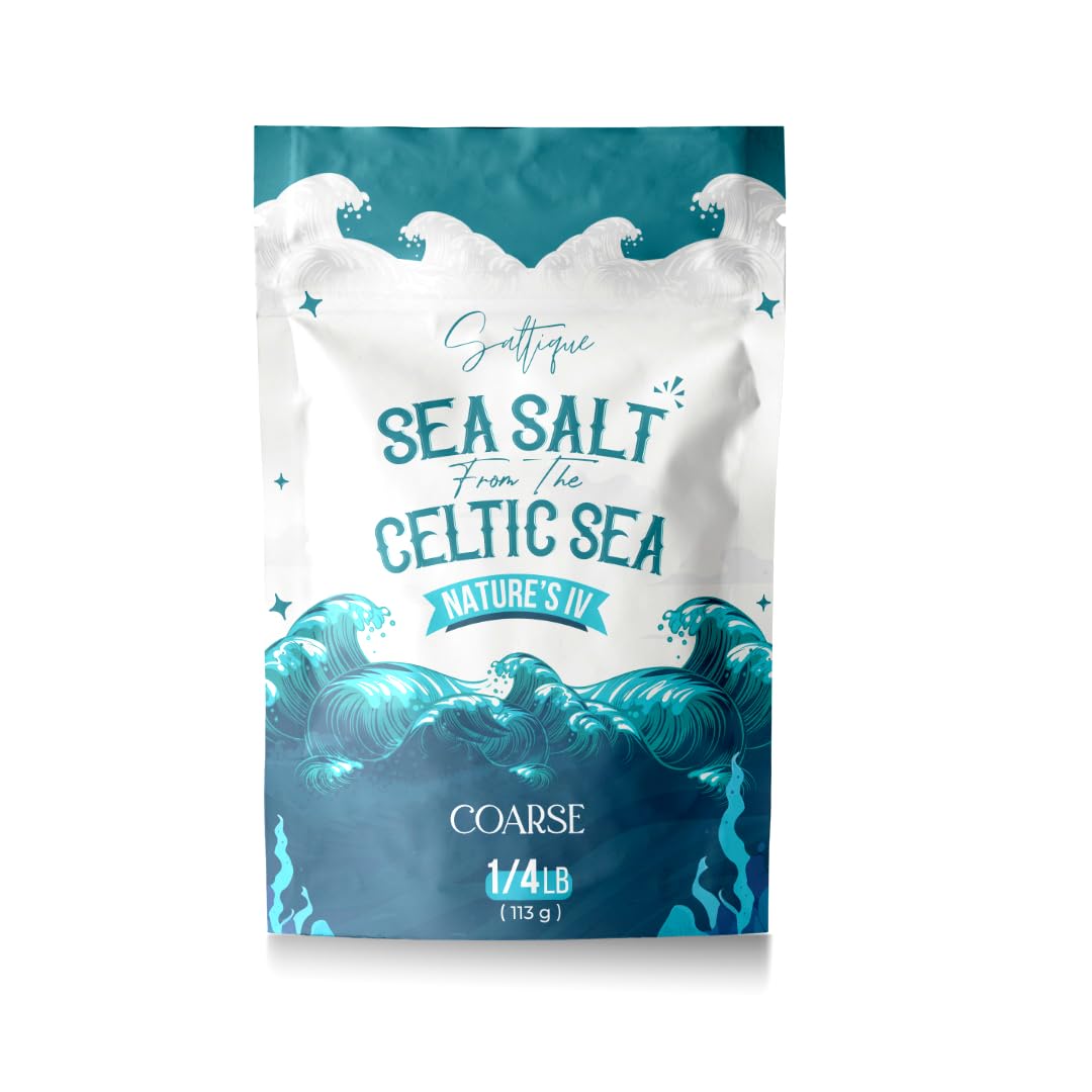 SaltiqueCeltic Salt Coarse Organic From the Celtic Sea - Celtic Organic Salt Packed with 82 Minerals Helping You Stay Hydrated, Improve Electrolyte Balance, and Experience Optimal Muscle and Nerve