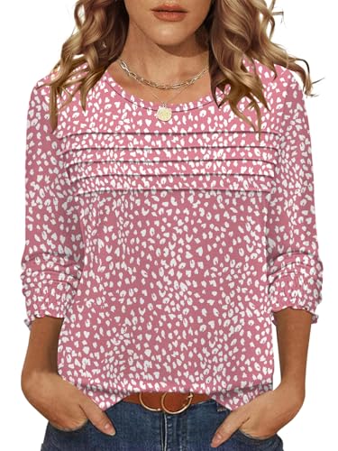 LOMON Blusas Casuales De Mujer Bonitas Long Sleeve Womens Fall Tops Blouses for Women Business Casual Pink Polka Dot L