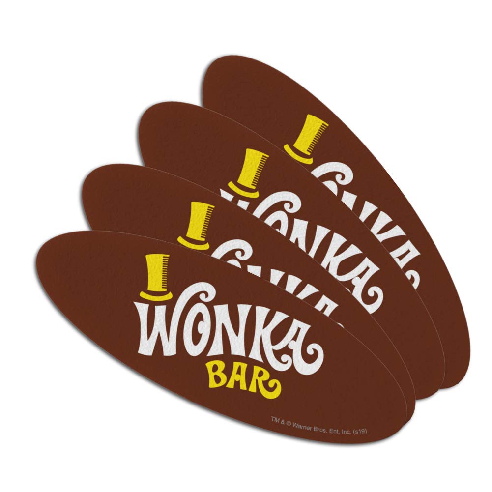 Willy Wonka and the Chocolate Factory Wonka Bar Logo Double-Sided Oval Nail File Emery Board Set 4 Pack