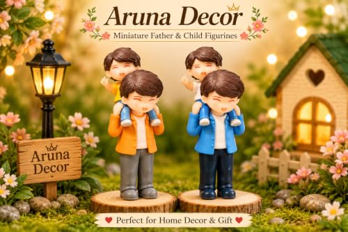 Image of Miniature Cute Father Son Figurine PVC Showpiece for Home Decor Miniature Garden Dollhouse Accessory Fairy Garden Decoration Collectible Gift