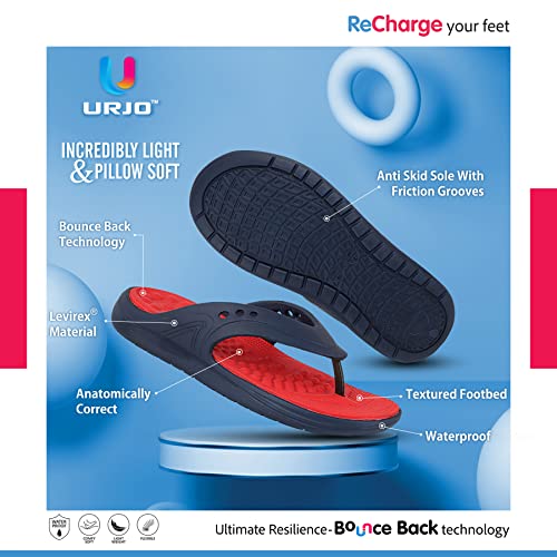 Image of URJO FOAM Men's Slippers /FlipFlops Lightweight Super Flexible Arch Support Durable Anti Skid & Stylish Dailywear Slippers /FlipFlops for Men