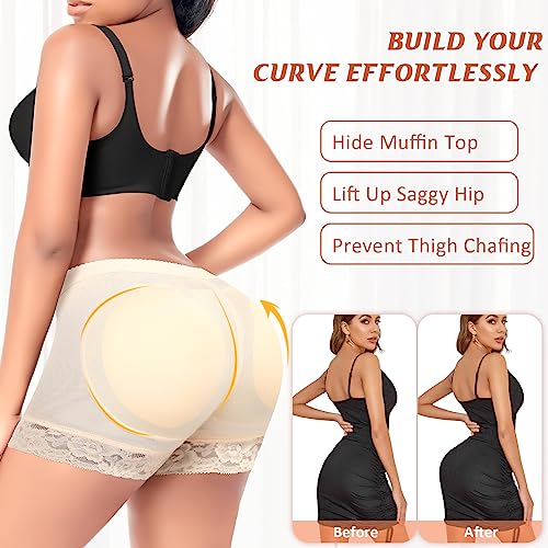 Image of Padded Underwear for Women Butt Pads Shapewear Shorts Booty Padding Lace Panties Butt Lifter Hip Enhancer