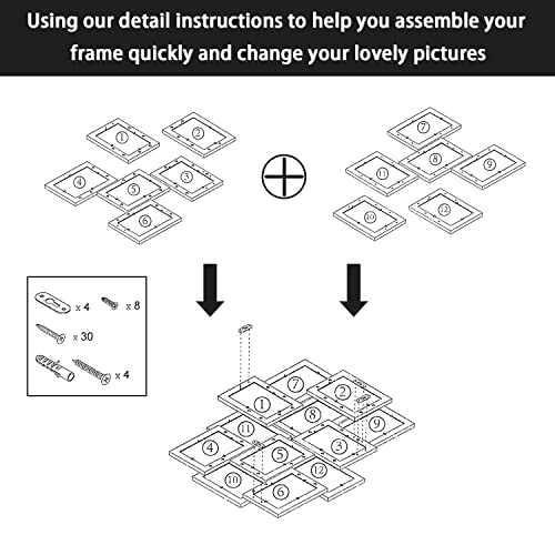 Hello Laura - Photo Collage Frame For Wall 4X6 Collage Picture Frames Display Family Friends Photos White Wall Hanging Picture Frames For Home Living Room Bedroom- Black #TOP5