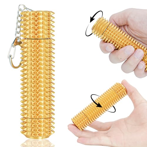Fidget Roller Adults Teens Sensory Little Stim Gadget for Anxiety Relief Mild Ouchie,Desk Focus Tool Portable Hand Spinner Gifts Idea White Elephant Stocking Christmas(Gold,Full Grip)