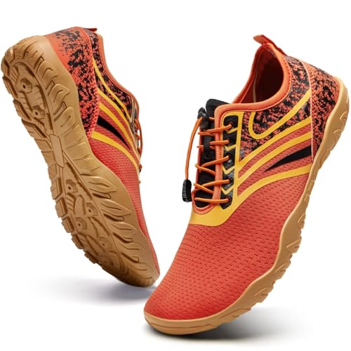 Image of WateLves Water Shoes Mens Womens Barefoot Beach Swim Shoes Quick-Dry Aqua Socks for Surf Pool Yoga Water Aerobics (XC Orange, 42)